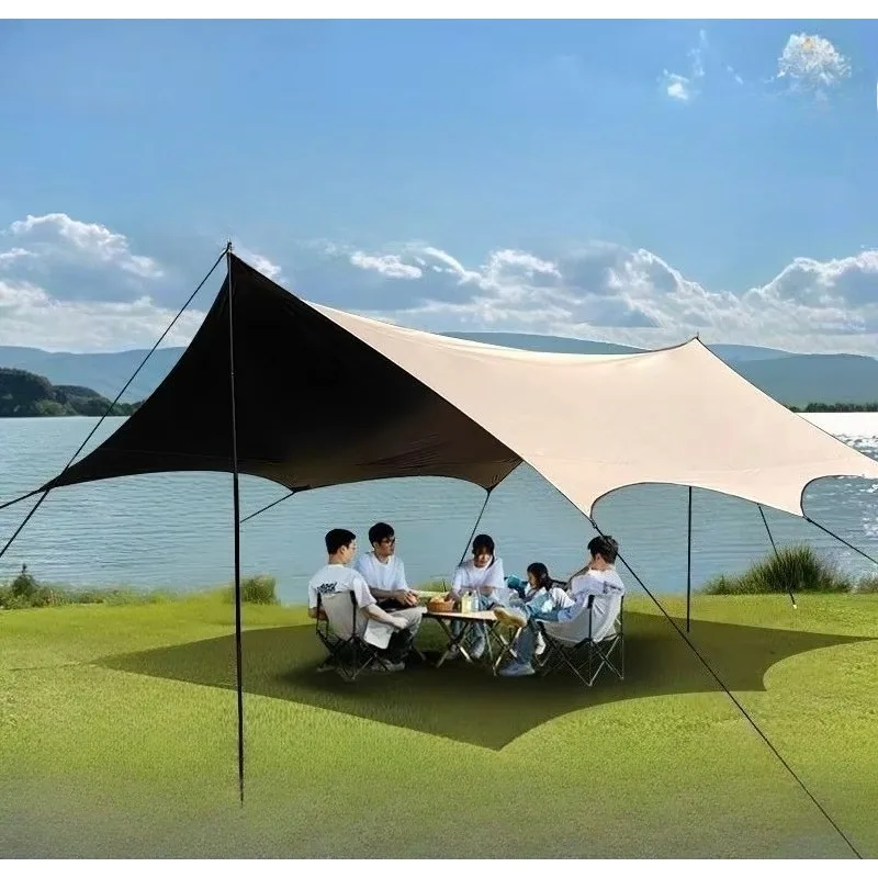 Polyester Oxford Camping Canopy Tent with Black Coating, Waterproof Portable Outdoor Sun Shade Shelter for Camping Patio Garden