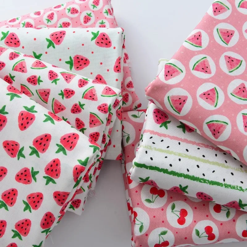 Fabric Cotton Handmade DIY Clothing Pet Ins Pastoral Dressing Baby Cotton Pink Strawberry Tela Algodon Tablecloth