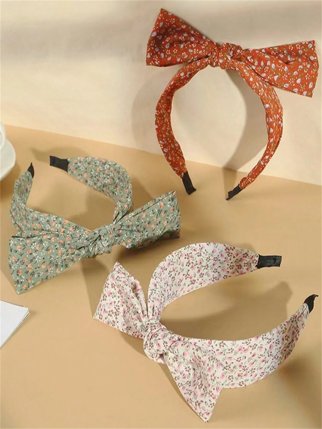 1 new vintage pastoral print headband cute ins Fabric Headband Sweet little floral bow Headband Headband Hair headband