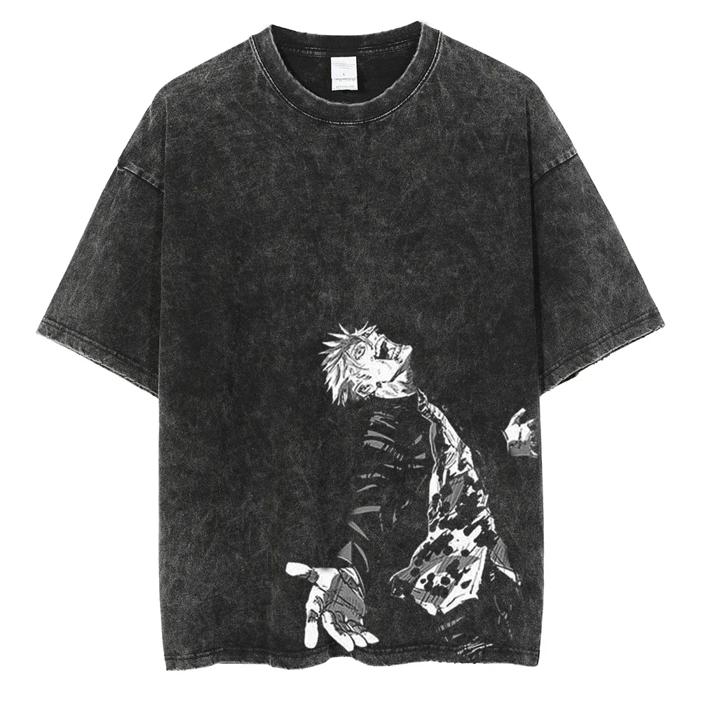 

Jujutsu Kaisen Anime Gojo Satoru Washed T-Shirt Vintage Harajuku Cotton Men Streetwear Women Short Sleeve Unisex Y2k