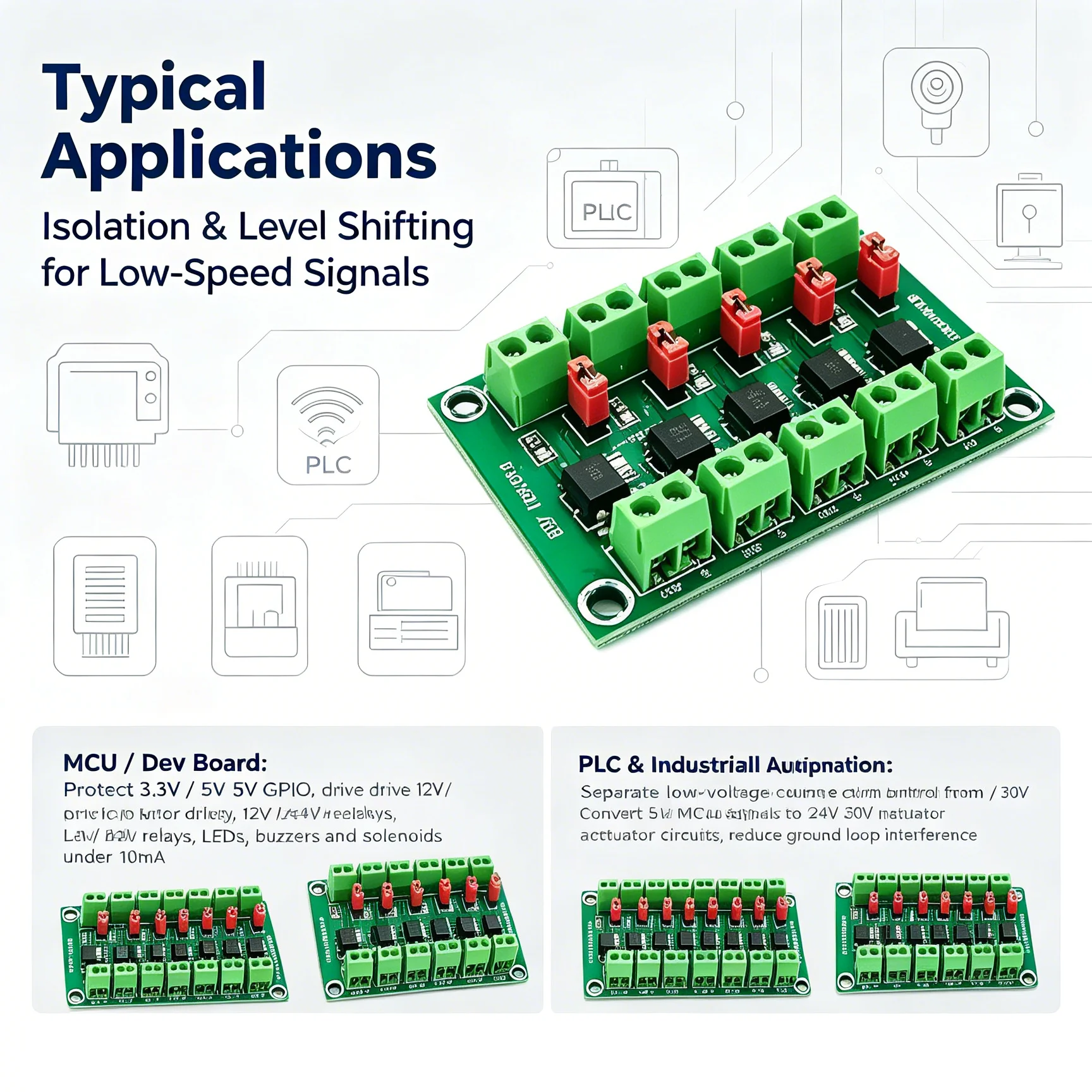 5pcs DC 3-36V Optocoupler Isolation Module 2/4/8 Channel Photoelectric Voltage Control Adapter for Electronic Projects