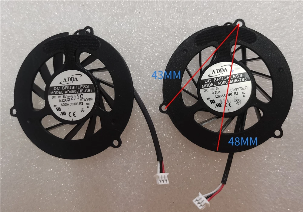 

Laptop cpu cooler Pads FAN for RM Nbook 4100 AD0605HB-TB3 SCW4Y62 AD4505HB-GB3 43x43x43mm 48mm