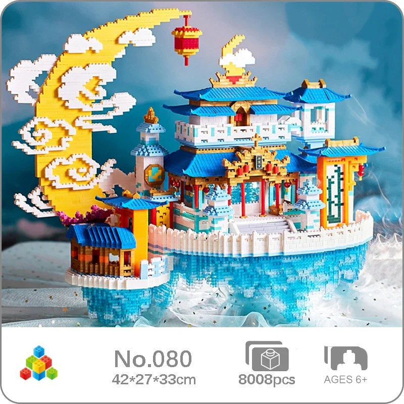 

YZ 080 World Architecture Moon Palace Cloud Pavilion Gate Island DIY Mini Diamond Blocks Bricks Building Toy For Children No Box