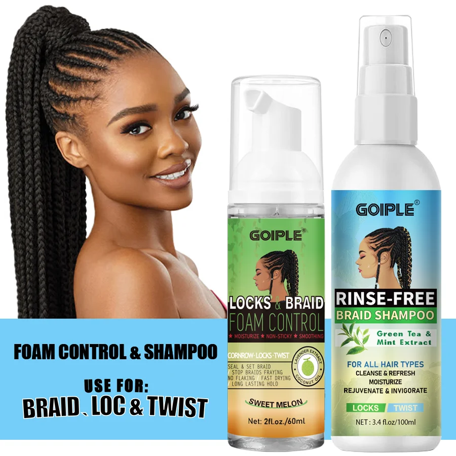 

60 мл мусса для плетения и 100 мл набор шампуней для плетения без полоскания, контроль вьющихся волос, увлажняет, чистые косы, средства для фиксации и скручивания