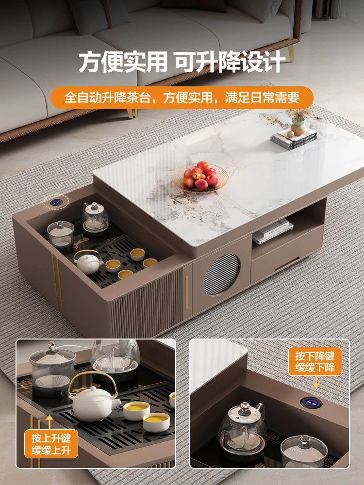 XC  Intelligent Lifting Retractable Multifunctional Affordable Luxury Style Living Room Home Coffee Table TV Cabinet Combination