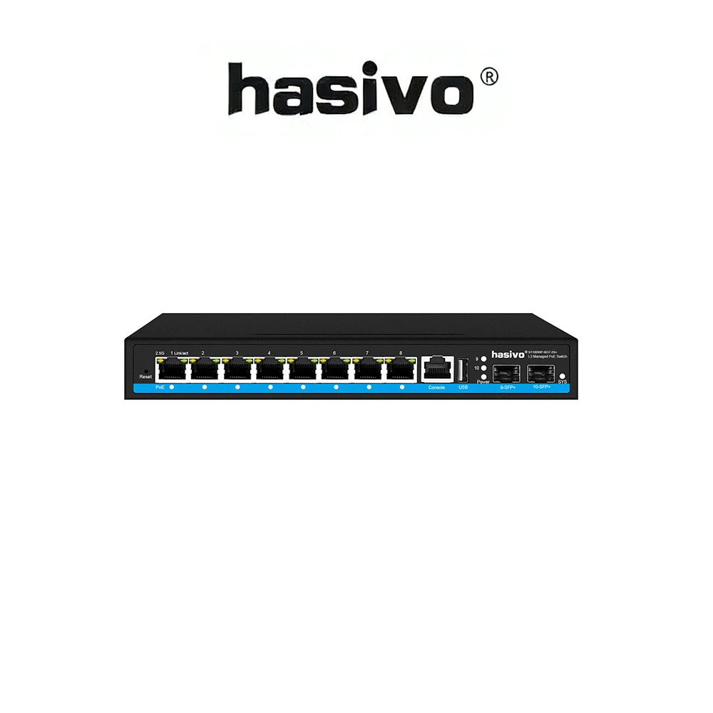 Hasivo 8 Ports 2.5G managed PoE switch with 10G Uplink,Layer2/Layer3 optional,1bt+7at/af,max150W