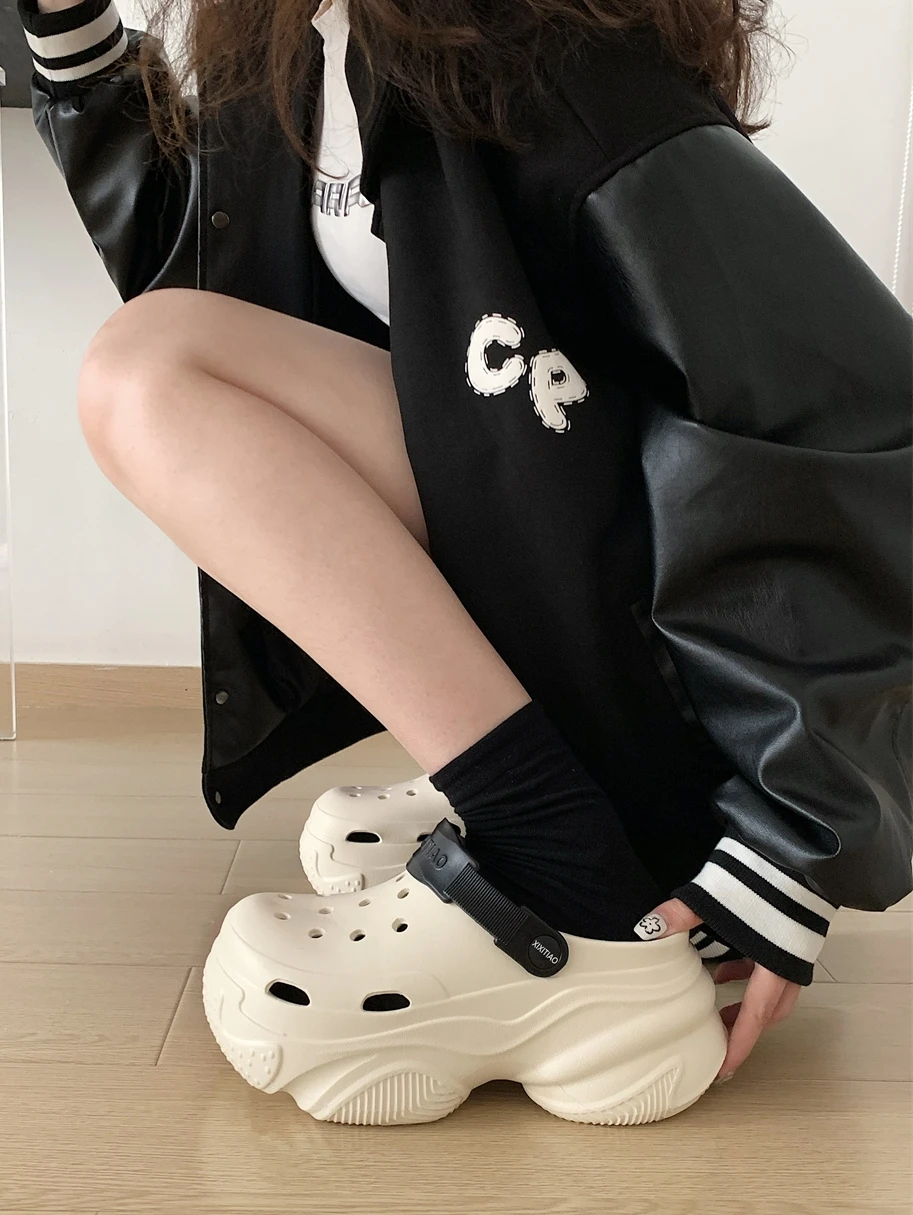 

Increase Height Thi Bot Hole Hole oes Women Summer Trendy Outdoor Casual Faionable Slip-On Beach oes EVA Material