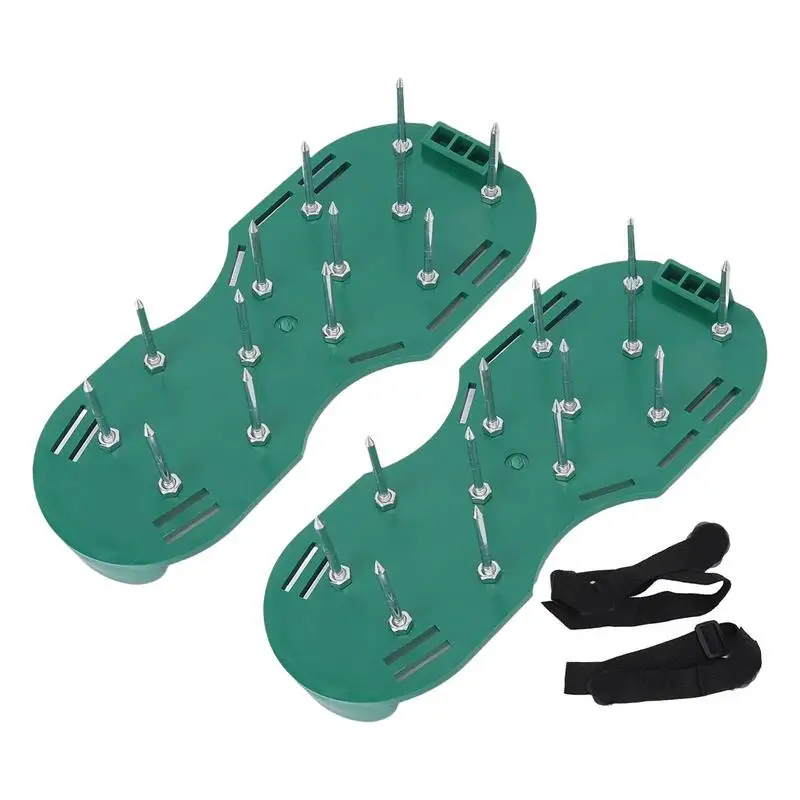 

Green Lawn Aerator Shoes Soil Conditioner Spike Shoes With 1.65 Short Spikes Protect Sole And Loose Soil For Lawn Yard Grass