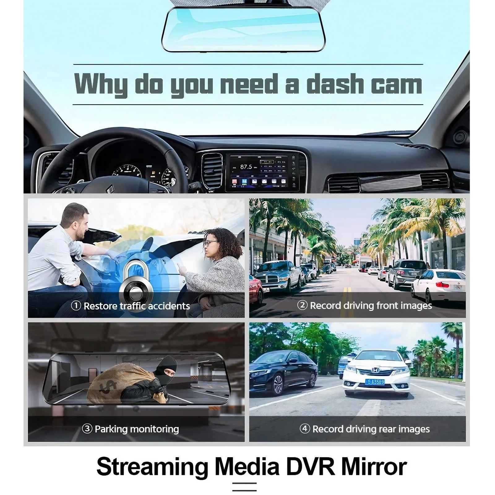 4K واي فاي لمس المزدوج داش كام الجبهة الخلفية كاميرات سيارة DVR شاشة ركن السيارة تدفق مسجل الوسائط مسجل السيارات #6