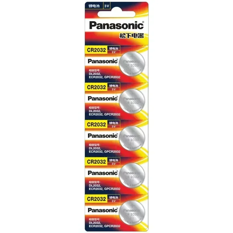 Panasonic baterias alcalinas, relógio de brinquedo calculadora, 3V, CR2032, CE2025, CR2016, CR1632, CR1620, CR1616, CR1220, 5pcs