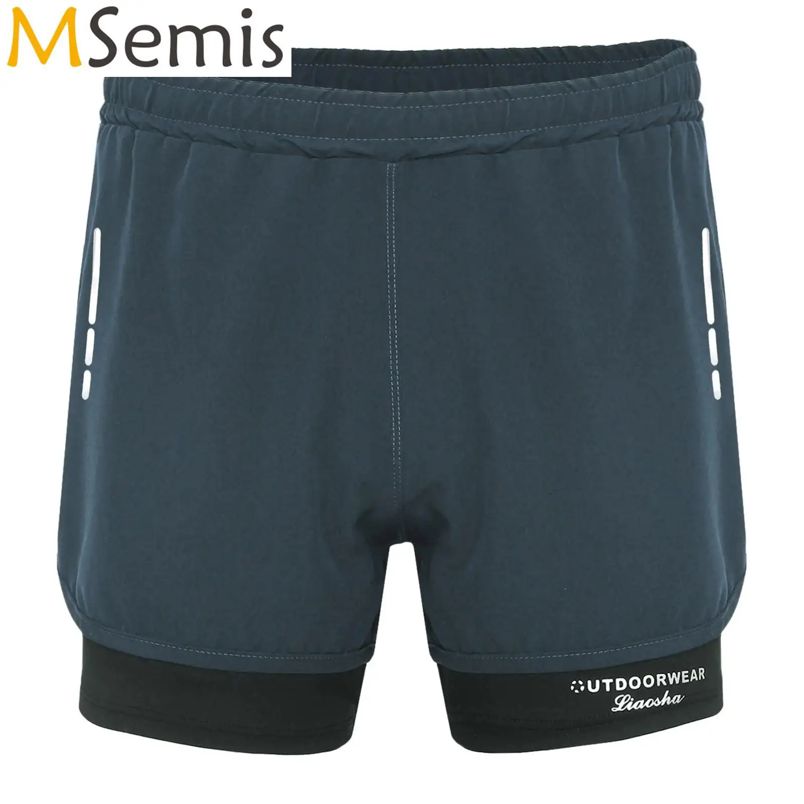 Bade bekleidung Herren Badehose mit Kompression futter 2 in 1 schnell trocknende Bades horts Doppels ch ichten Workout Shorts Jogging shorts