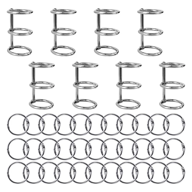 38 Pcs Silver Book Rings 3 Holes And Single Hole Metal Loose Leaf Binder Rings For Diary Notebook Photo Album