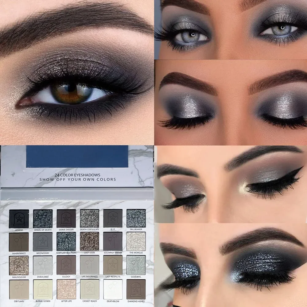 24 色マットダークパンクアイシャドウパレットハロウィンコスプレ用輝くアイシャドウパレット女性用メイクアップキット