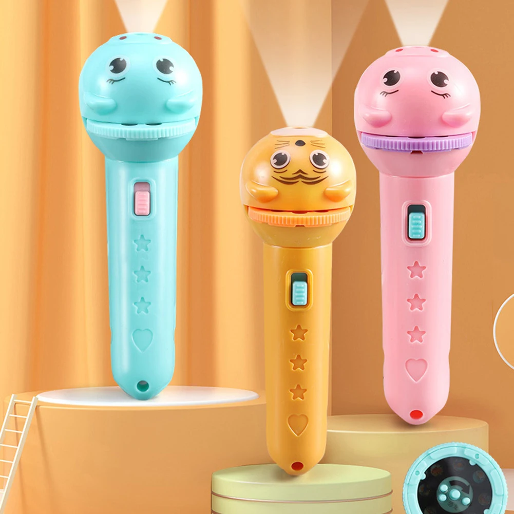 Flashlight Projector for Kids Baby Sleeping Story Book Torch Lamp Toy Early Education Toy Holiday Christmas Gift Light Up Toy