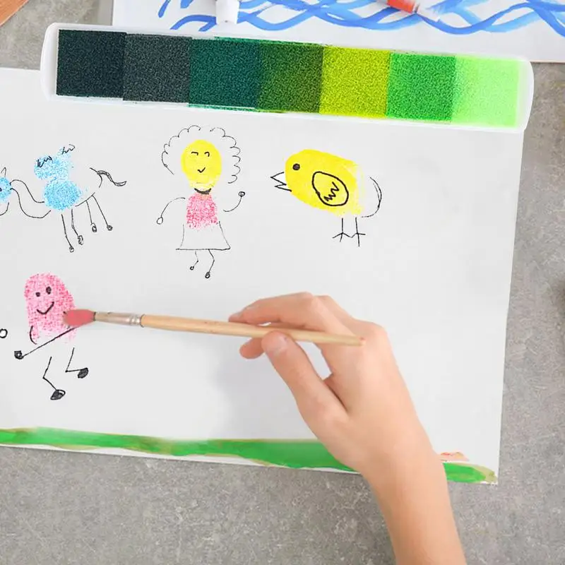 Small Rubber Stamp Ink Pads Washable Multicolor Finger Ink Pad Rainbow Finger Ink Pad Paper For Card Making Scrapbook Letters