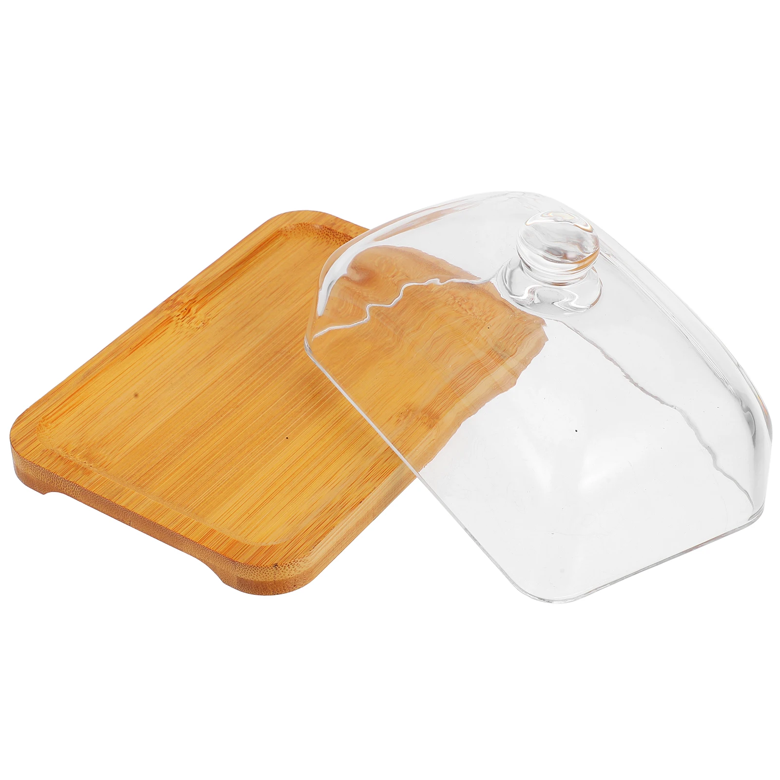 

Wooden Butter Dish with Glass Lid Cheese Cover Container Fridge Storage Tray Easy Clean Kitchen Utensils Set
