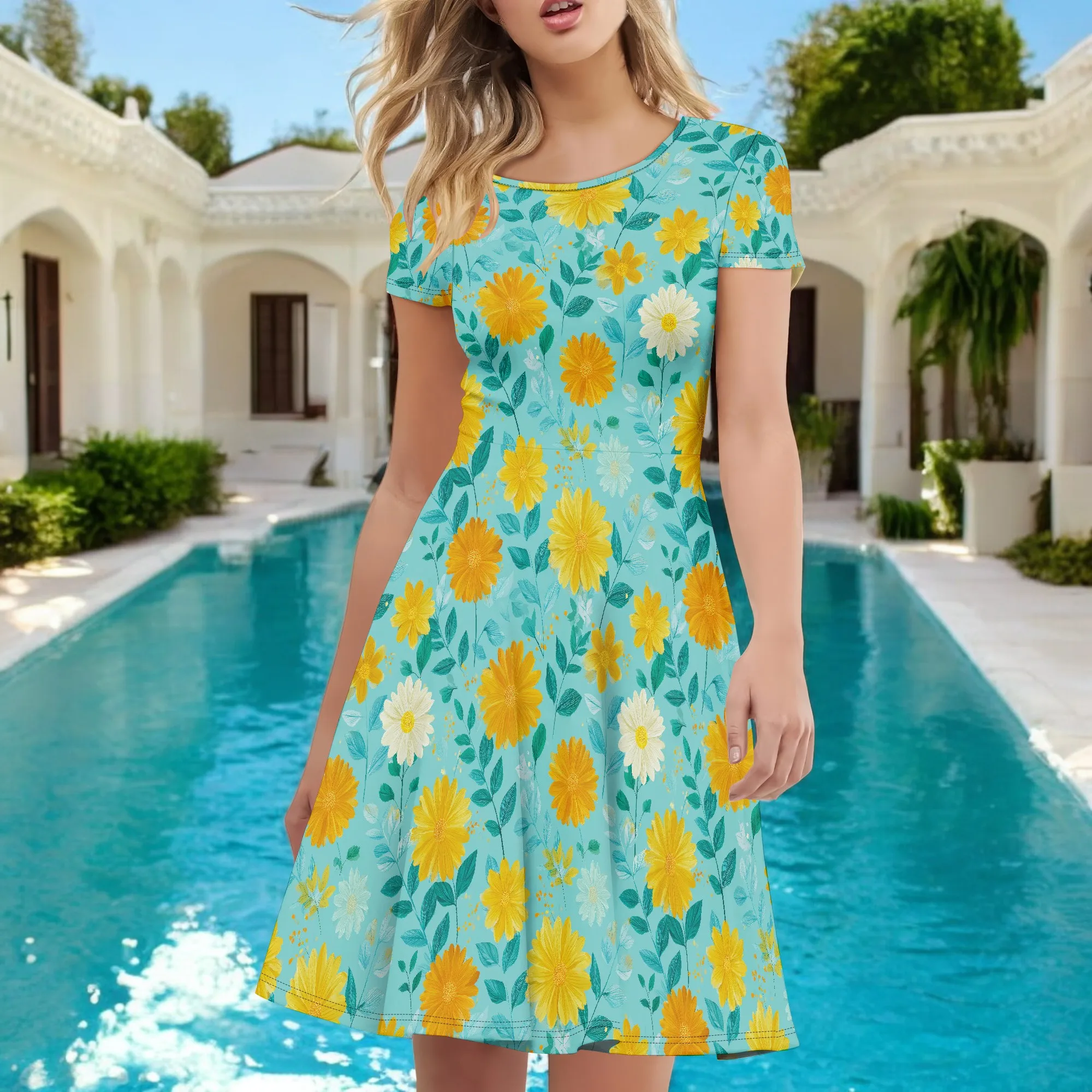 Robes d'été décontractées pour femmes, robe de plage, t-shirt à manches courtes