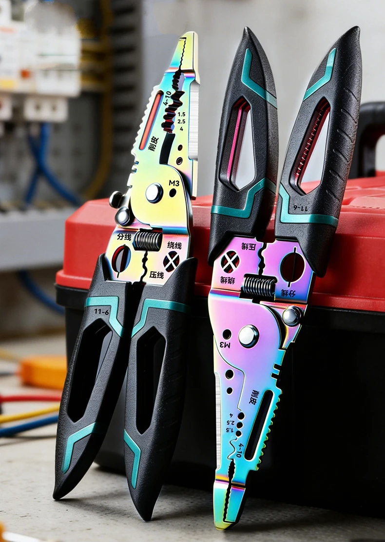Electrician Wire Stripper Multifunctional Versatile Wire Stripping Pliers Electricity Measurement Non-slip Wire Crimping Plier
