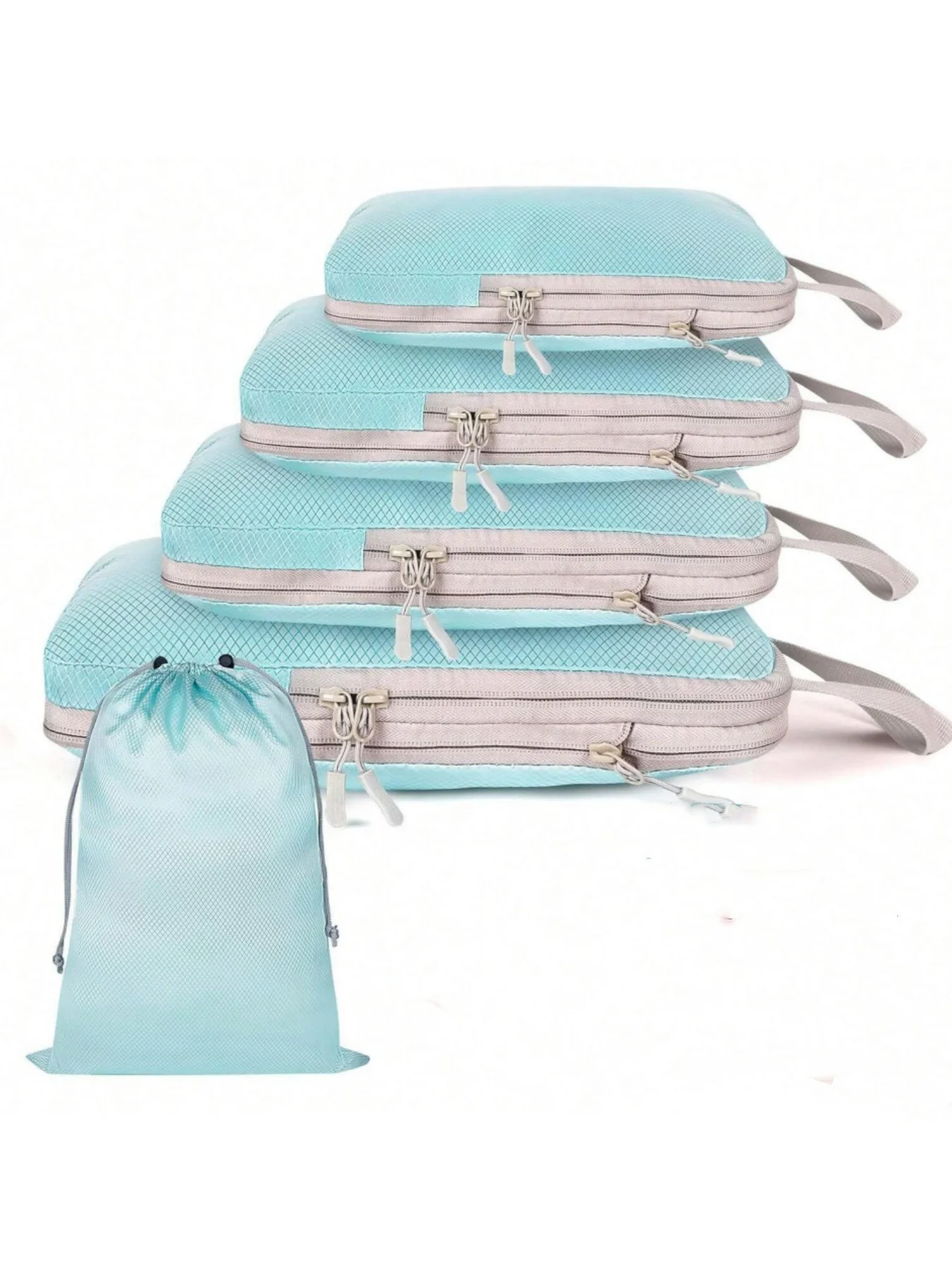 Set/6 Stück komprimierbare Verpackung Reise Aufbewahrungstasche Würfel wasserdichter Koffer Nylon tragbar mit Handtasche Gepäck Organizer Ryanai – Detail 17