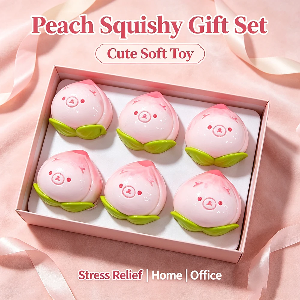 1/2 Stück Weiches Pfirsichförmiges Quetschspielzeug Kawaii Frucht Stressabbau-Spielzeug Niedliche Schreibtisch-Dekoration Entspannendes Accessoire – Detail 3