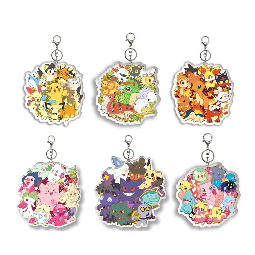 for Ptcg Squirtle Bulbasaur Mew Charmander Jigglypuff Togepi Acrylic Keychain Anime Peripheral Backpack Pendant Exquisite Gift