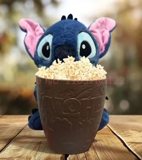 귀여운 애니메이션 스티치 인형 모델 팝콘 통 휴대용 만화 스티치 주변기기 팝콘 통 장식품 만화 선물