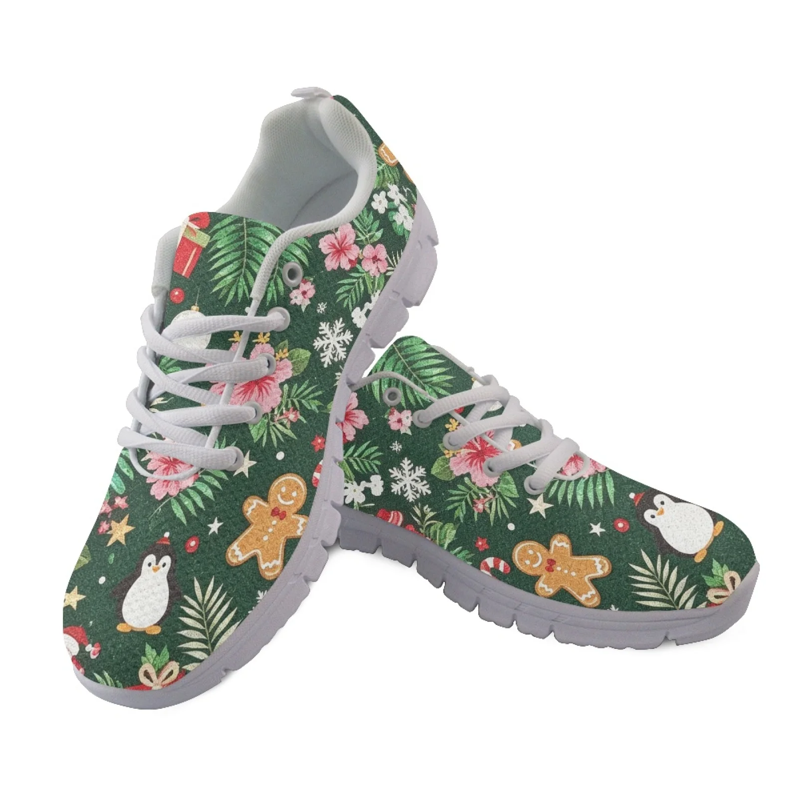 Coloranimal Xmas Gingerbread Women Comfortable Shoes for Teachers Standing All Day Casual Work Shoe for Travel