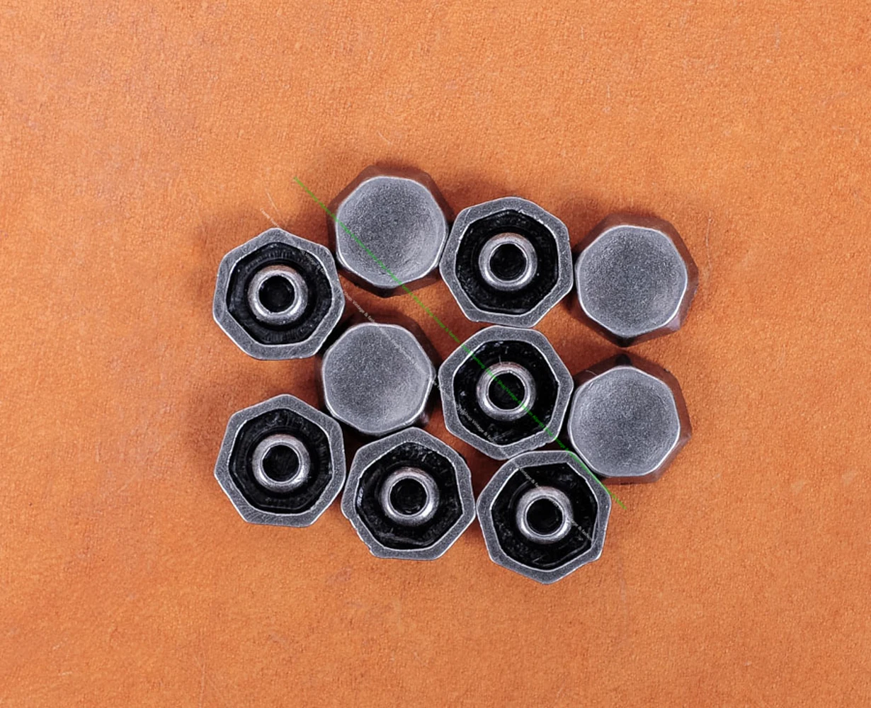 Trendy 10MM Vintage Silver Hexagon Handcraft Metal Studs Rivet Bullet Spikes DIY
