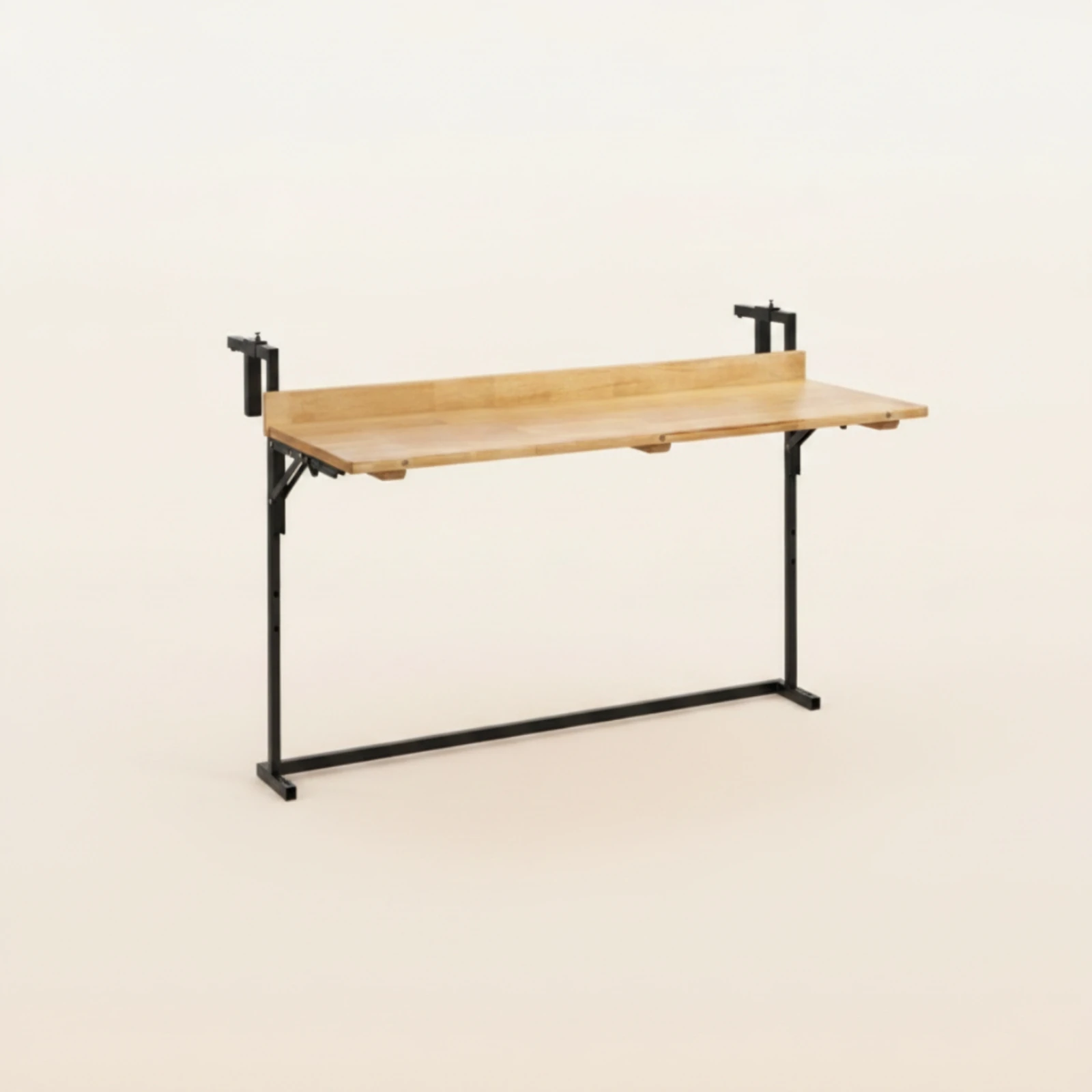 Foldable Balcony Bar Table Adjustable Railing-Mounted Table with Wood Tabletop Furniture Long-Lasting Collapsible