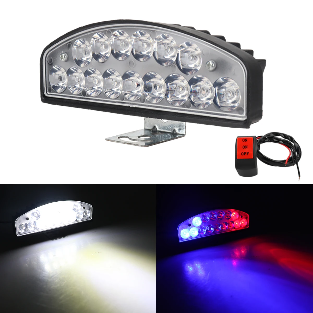Motorcycle LED headlight Additional light bulb Work light Flashing signal light moto headlamp LED spotlight red blue with switch