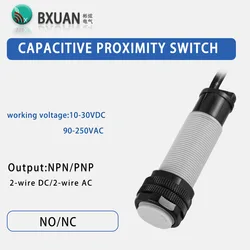 Fast delivery M18 proximity switch sensor Capacitive sensor DC 3-wire 12-24VDC/AC 100-240VAC Three wire output NPN PNP NO NC