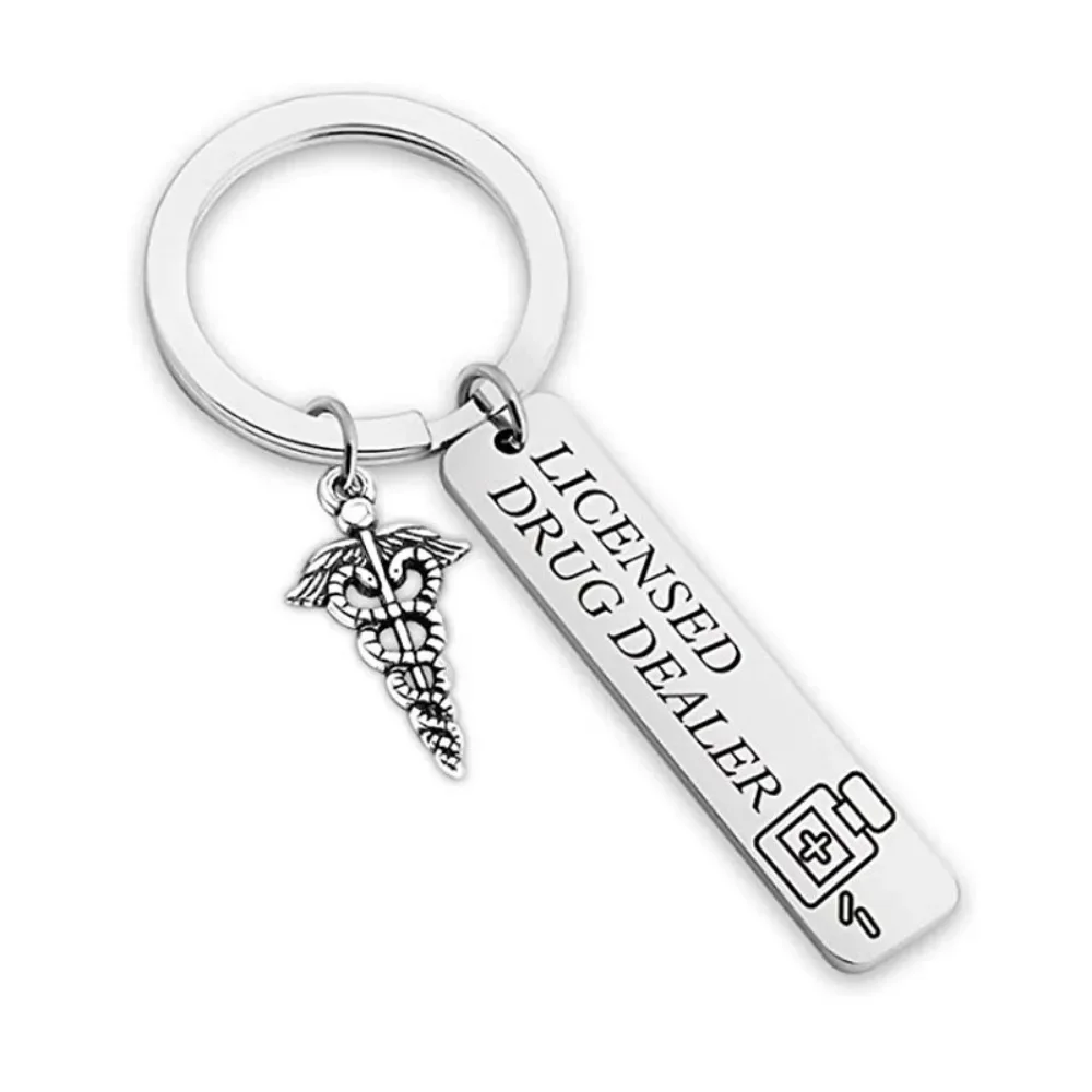 New Simple Fashion Niche Pharmacist Gift Funny Keychain Pharmacy Student Gift Creative Trend Street Party Keyring Accessories