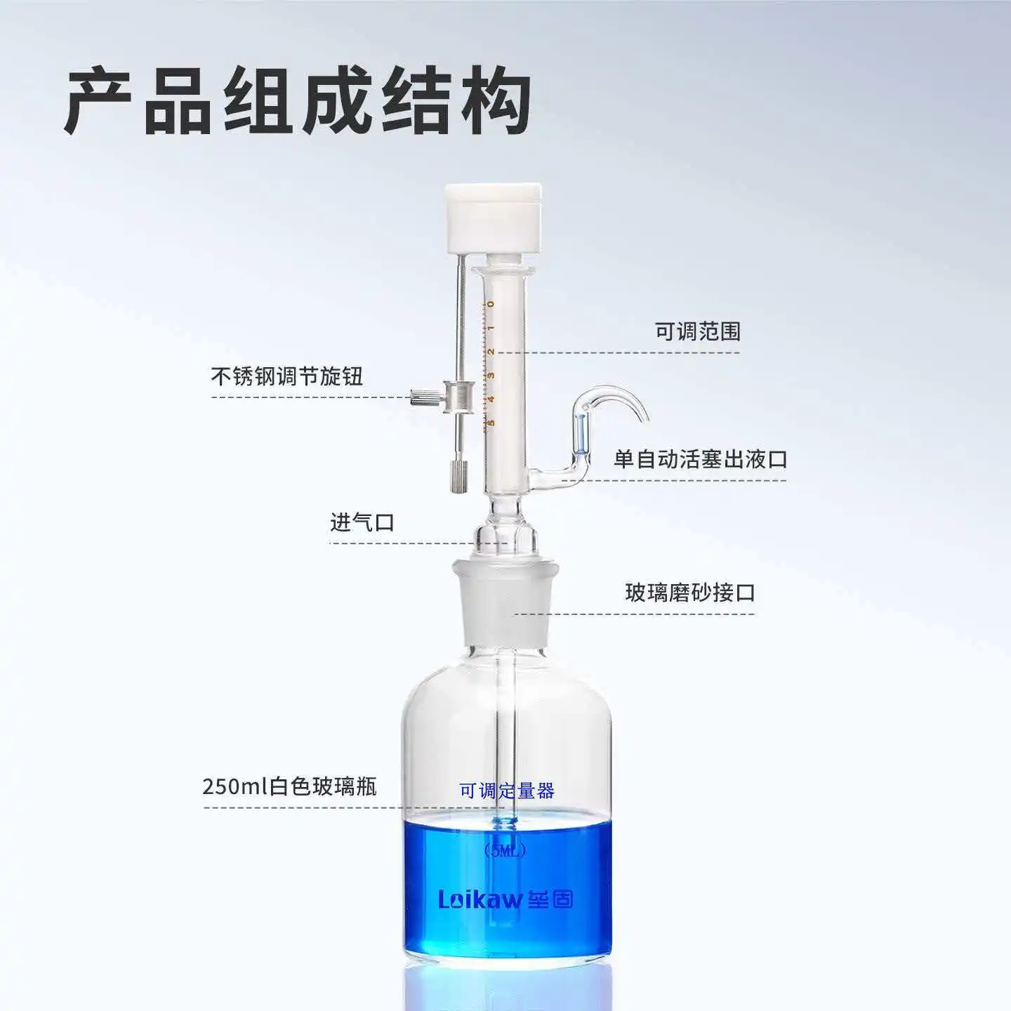 

Glass Dosimeter Glass Material Frosted Joint Glass Dosimeter 1/5ml Laboratory All-Glass Pipette Bottle Microliter Adjustable Rap