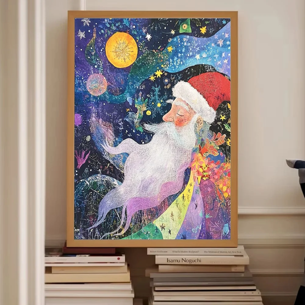 غريب الأطوار سانتا كلوز قماش الفن احتفالي عطلة جدار ديكور سحري عيد الميلاد صورة هدية فريدة ديكور المنزل #2