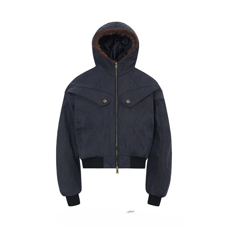 العصرية النمط الأمريكي مقنعين سترات الرجال النساء 2025 الخريف الشتاء جديد سميكة معاطف السترة بلون طويل الأكمام شيك سترات #4