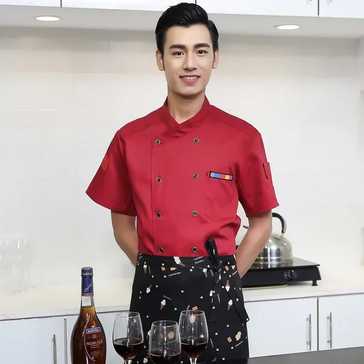 Man Western Restaurant Chef Jacket Woman Kitchen Chef Uniform Food Services Cooking Clothes Breathable Fast Food Chef Overalls