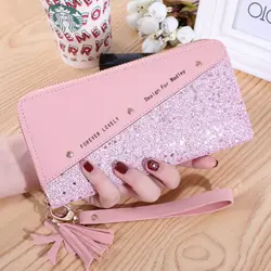 Women's Pu Leather Long Wallets Glitter Letter Wallets Female Pu Leather Coin Purses Ladies Card Holder Clutch Bag Girls Gifts