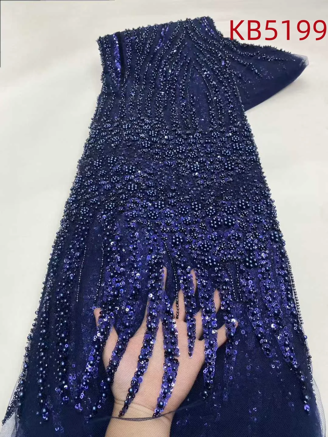 African Fabric Lace High Quality 2025 Gold Beaded Lace Fabrics Sequins Embroidered Lace For Wedding Party Dress Sewing KB5199