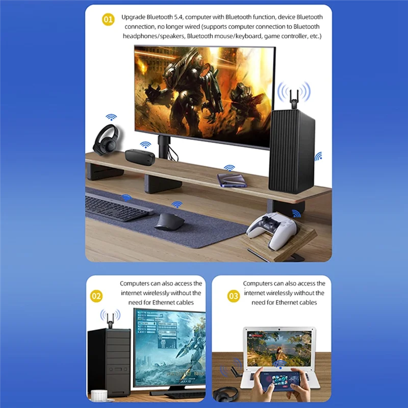 Exquisite-AX900 USB Wifi6 Adapter 2.4G/5Ghz Bluetooth5.4 900Mbps USB Dongle Draadloze WLAN Ontvanger Voor Win7/10/11 (32/64 Bit)