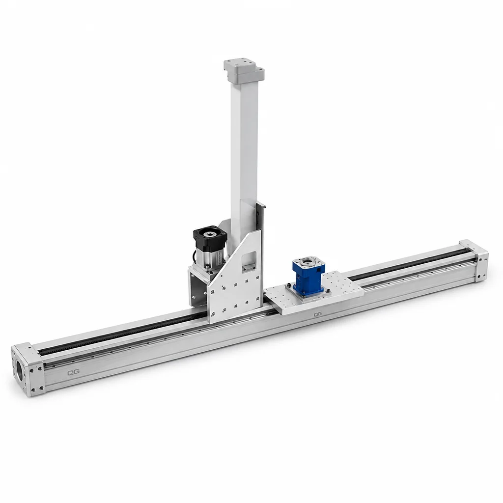 Rack And Pinion Linear Travel Axis Robot 7th Axis With Square Tube Column And Servo Gearbox For Automation