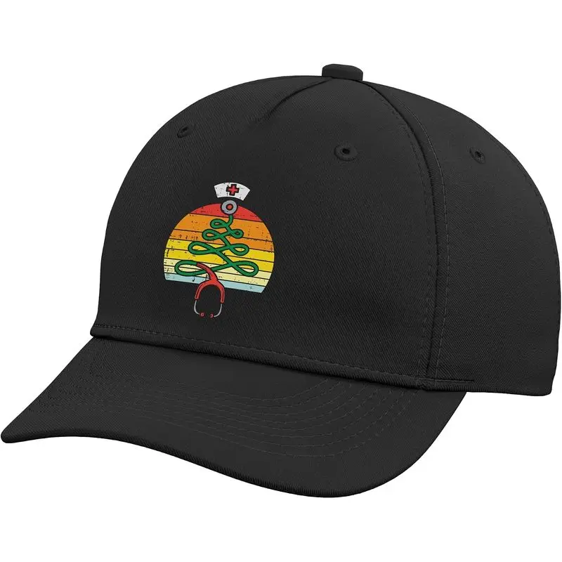 Nurse Christmas Tree Retro Nurses Xmas Men Women Adjustable Baseball Hat