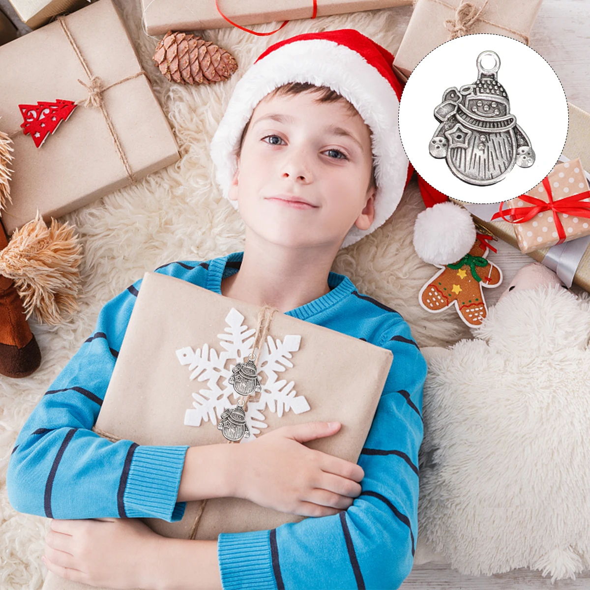 

63Pcs Christmas Santa Pendant DIY Necklace Charms Jewelry Making Accessories Alloy Material Fine Workmanship Decor