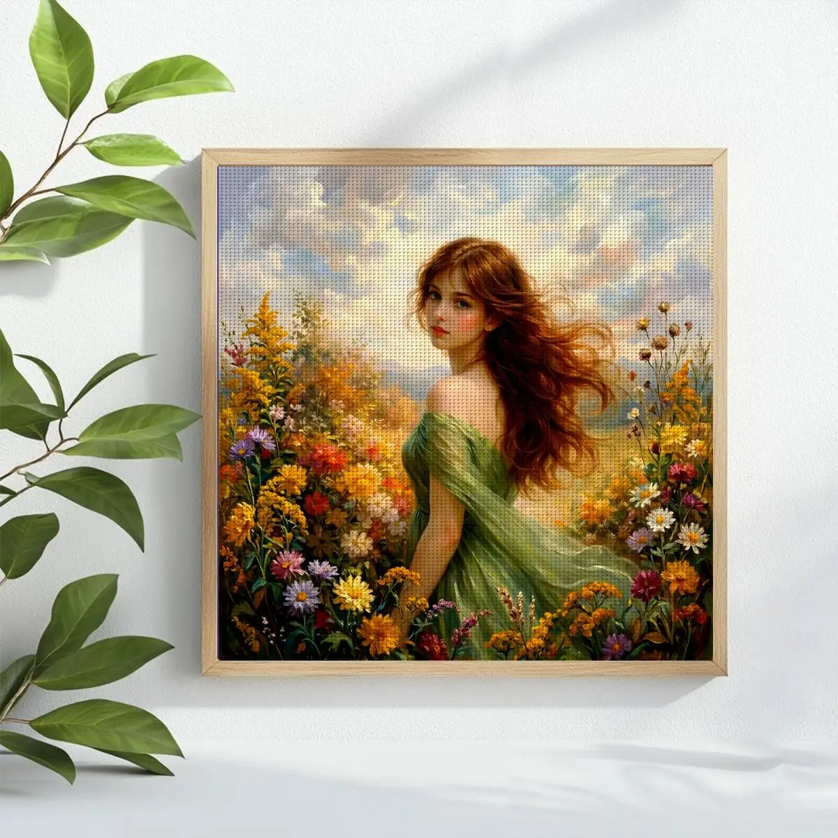 1 Stück 40x40 cm/15,74 Zoll Kreuzstich-Set mit Motiv „Schönes Mädchen“, DIY-Set 11CT/14CT, DIY-Stickset, DIY-Kreuzstich-Set – Detail 1