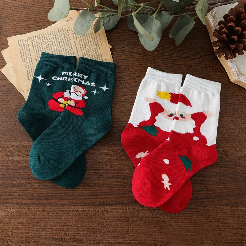 5 Pairs/set Kids Christmas Socks For Girls Boys Winter Cotton Warm Children\'s Short Sock Toddler New Year Gift Santa Claus Socks