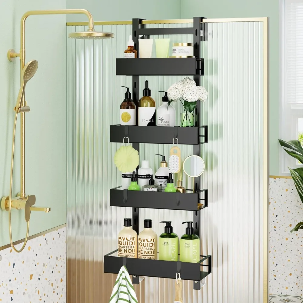 

4 Tier Over The Door Shower Caddy, 32.8inch Height Adjustable Hanging Shower Organizer, Metal Rustproof Bathroom Shower Shelves