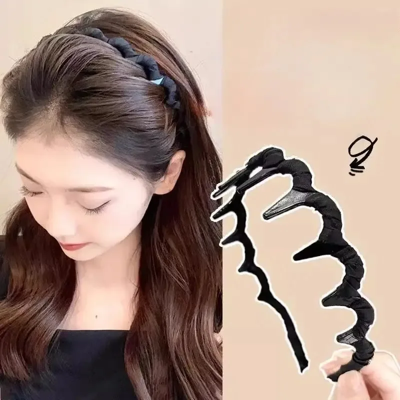 2-Pack Satin-Wrapped Non-Slip Headband Set - Black & Emerald Green Teeth Hair Hoop 13×15cm, Comfortable to Wear