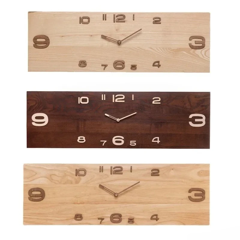 Living Room Wall Clock Nordic Wooden Aesthetic Stylish Quiet Simple Wall Clock Creative Rectangular Relojes De Pared Home Decor