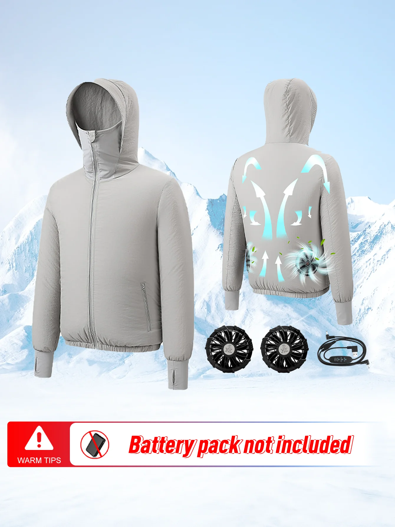 

Куртка охлаждающего вентилятора, с 2 вентиляторами, регулируемым объемом воздуха в 3 уровнях, костюм вентилятора с длинными рукавами, жилет с вентилятором, охлаждающая ткань, на открытом воздухе