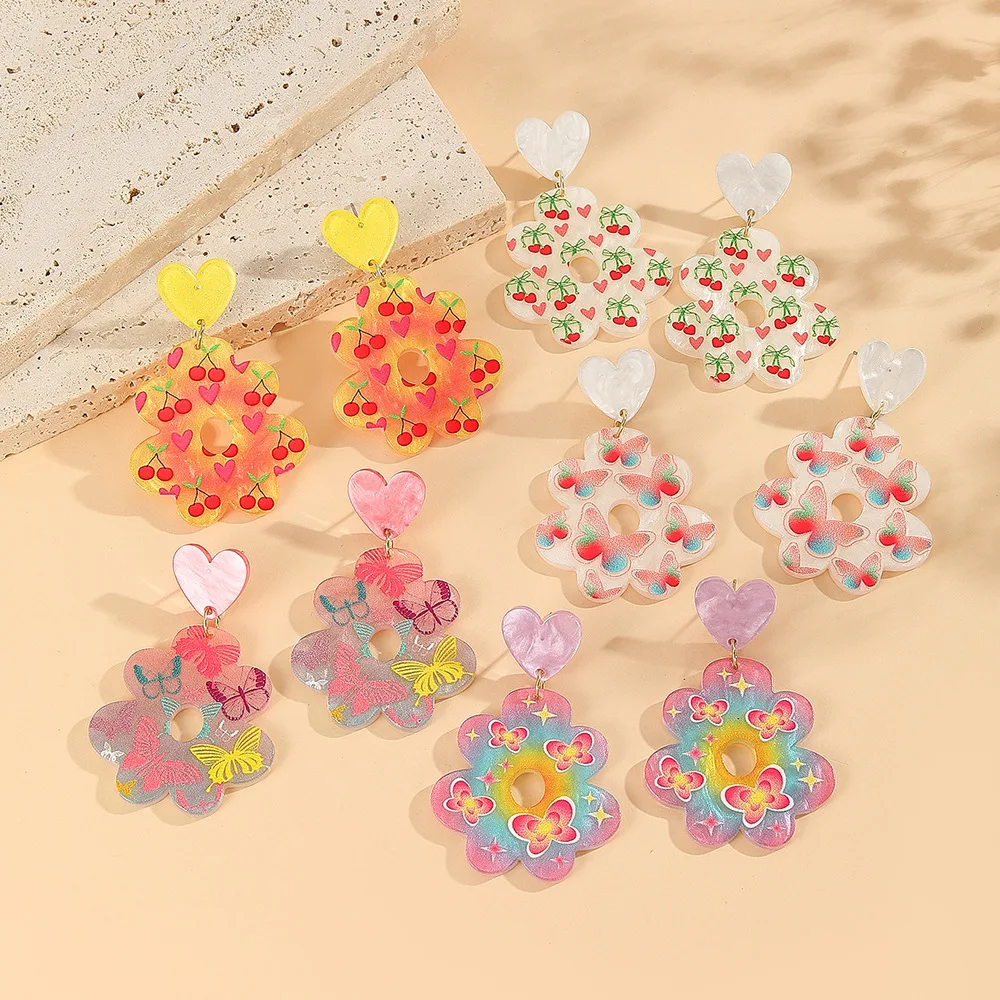Korean version of summer romantic atmosphere dream sweet stud earrings women's new trendy holiday style photo super fairy earrin