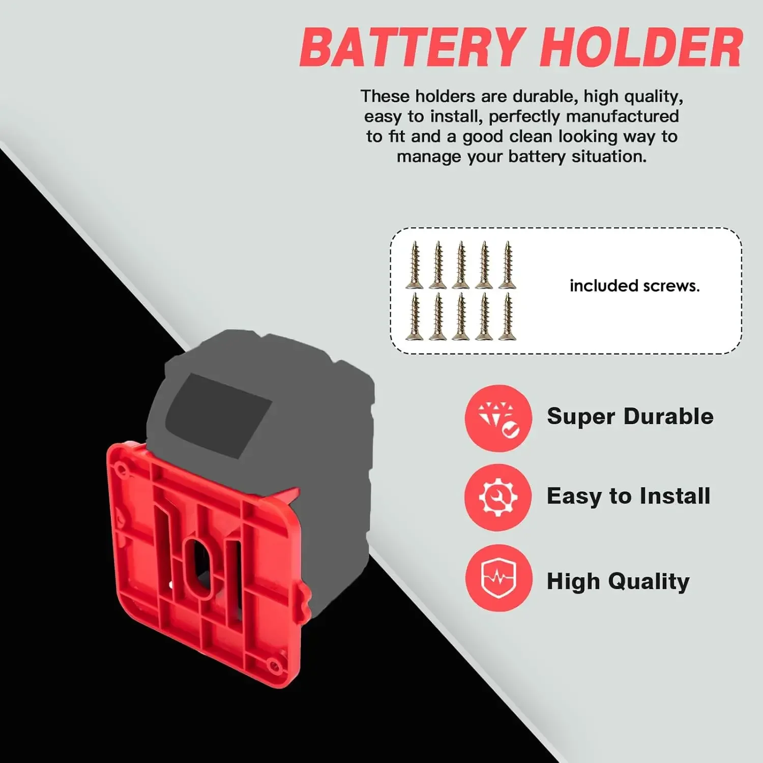 NEUER Batteriehalter für Milwaukee M&18 18V Lithiumbatterie kann an der Wand befestigt werden Batteriespleiß Batteriehalterung Dockhalter – Detail 6